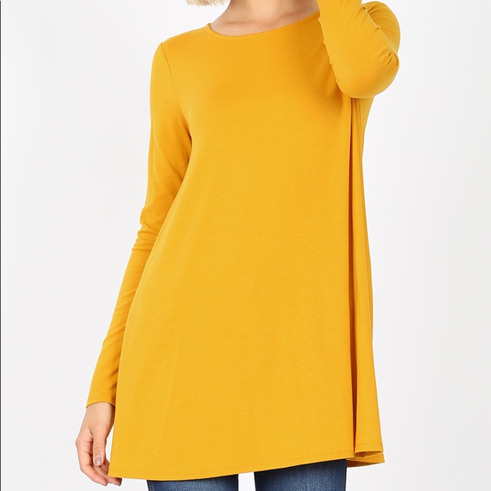 Boat Neck Flare Top in Mustard
